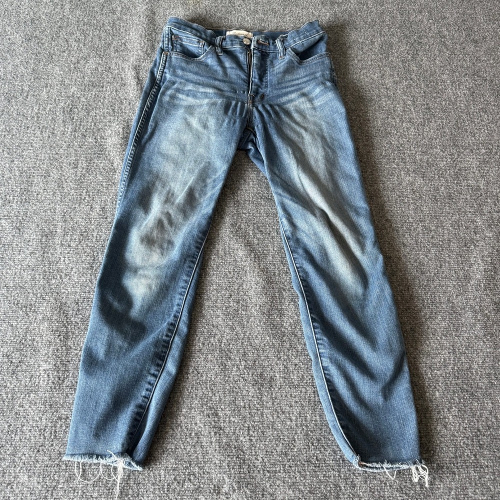 Madewell High Rise Skinny Jeans Raw Hem Medium Wash Blue Denim‎ Women Size 25